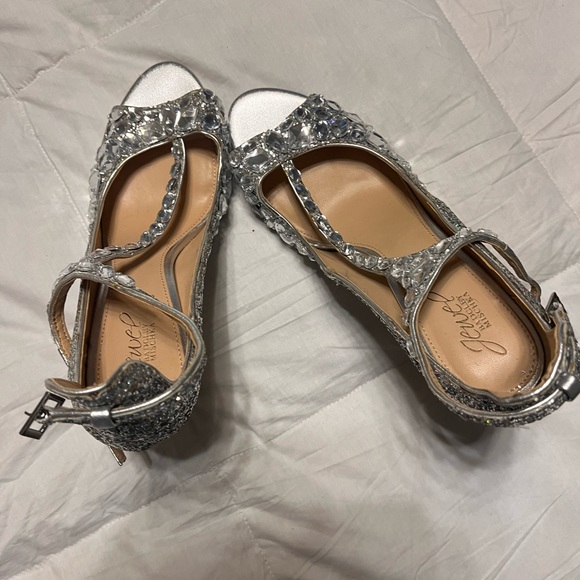Jewel Badgley Mischka Shoes Bejeweled Platinum Heels Poshmark